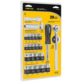 JUEGO DE DADOS C/MANERAL 29 PZAS.PRETUL (JUDA-29P) 23974
