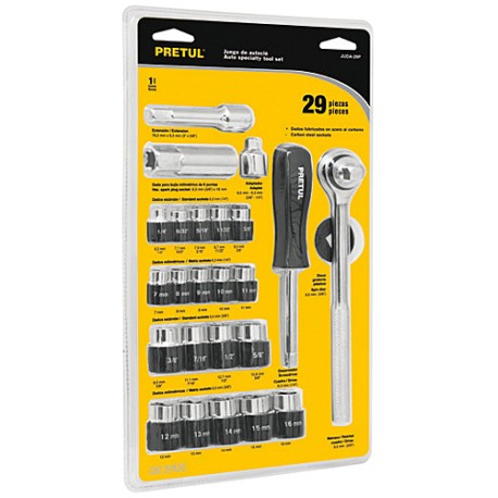 JUEGO DE DADOS C/MANERAL 29 PZAS.PRETUL (JUDA-29P) 23974