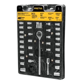 JUEGO DE DADOS C/MANERAL 40 PIEZAS PRETUL (JUDA-40PB) 23973